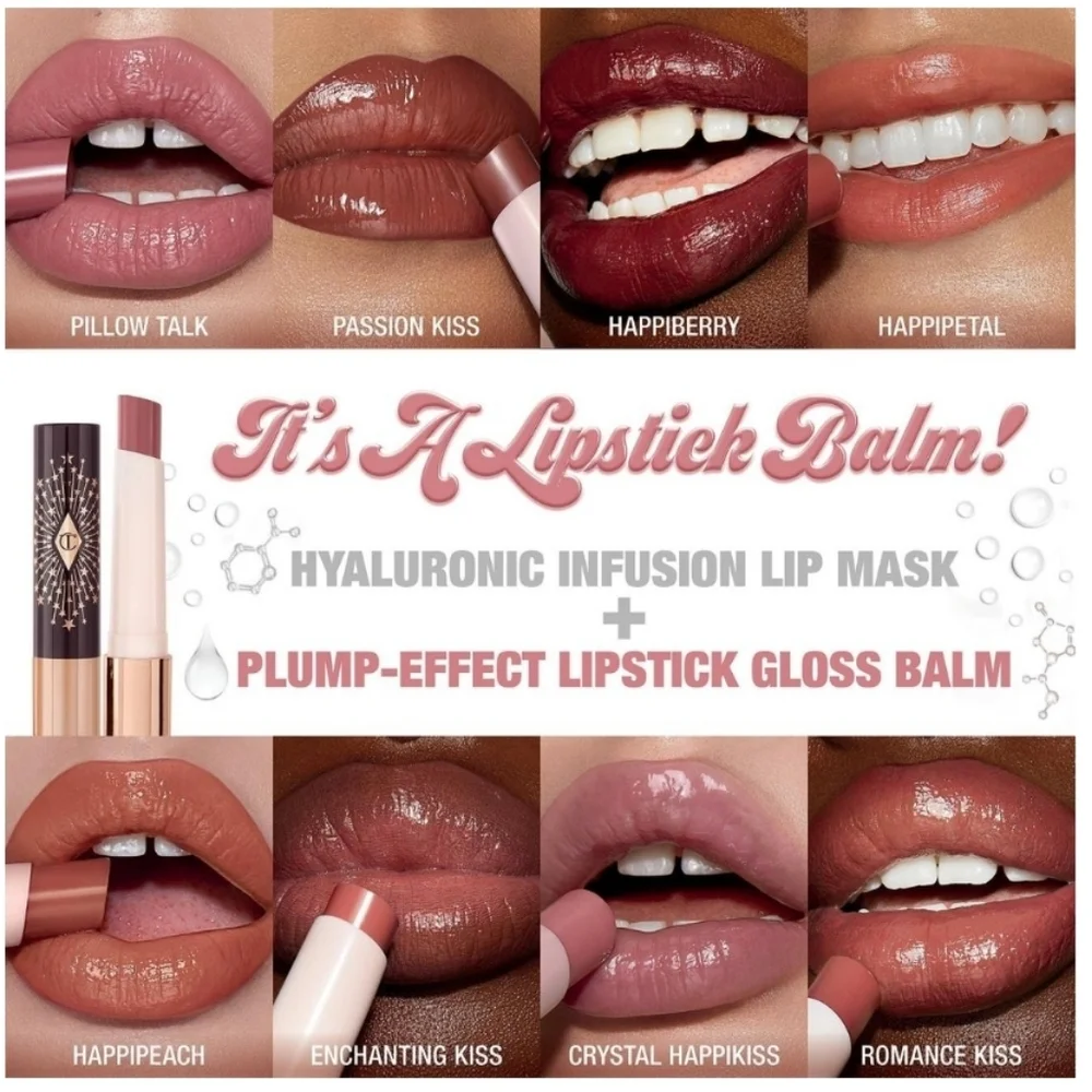 Charlotte Tilbury Hyaluronic + Happikiss Color Balm: Crystal Happikiss .08oz NIB